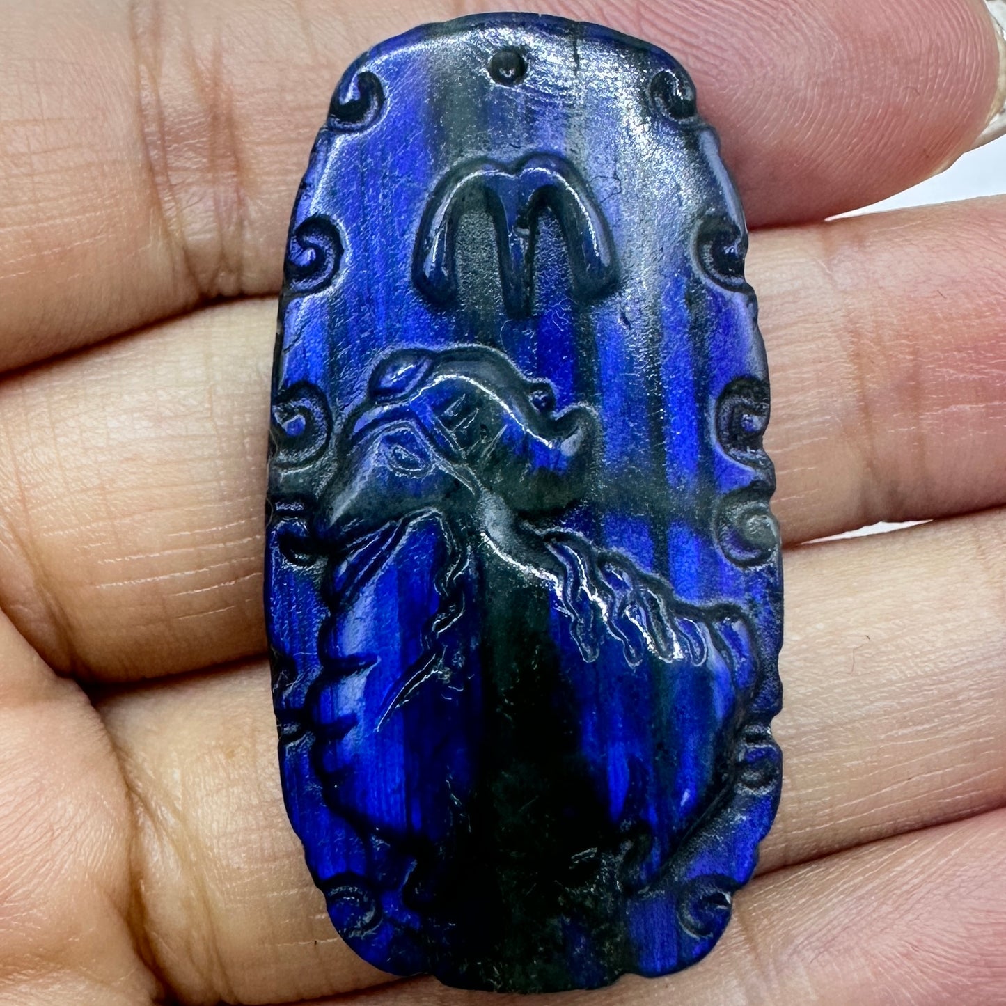 Zodiac Labradorite Plate, Antique-Style Zodiac Carving with Labradorescence. Zodiac Gemstone Plate, Natural Labradorite Sculpture