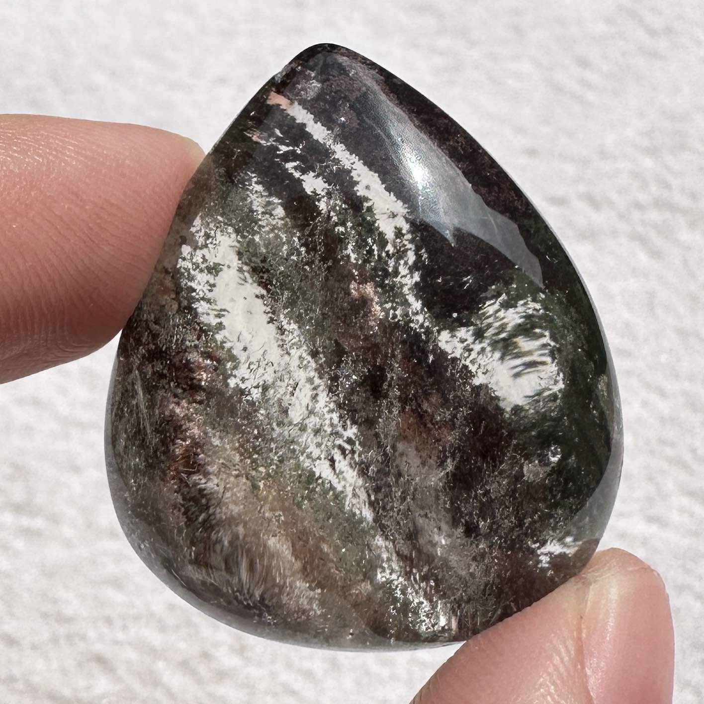 Natural Phantom Quartz Tear Drop Pendant without Hole, Quality Phantom Crystal Pendant including 4 seasons & thousand layers, Polished Garden Quartz