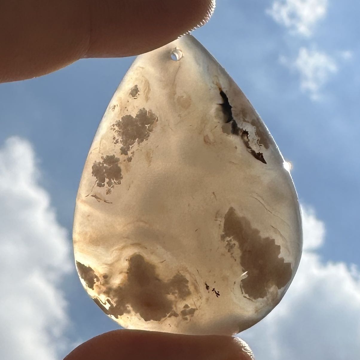 Natural Flower Agate Tear Drop Pendant - Drilled, No Thread; Sakura Agate Teardrop for Jewelry Making, Unique Fashion Accessory