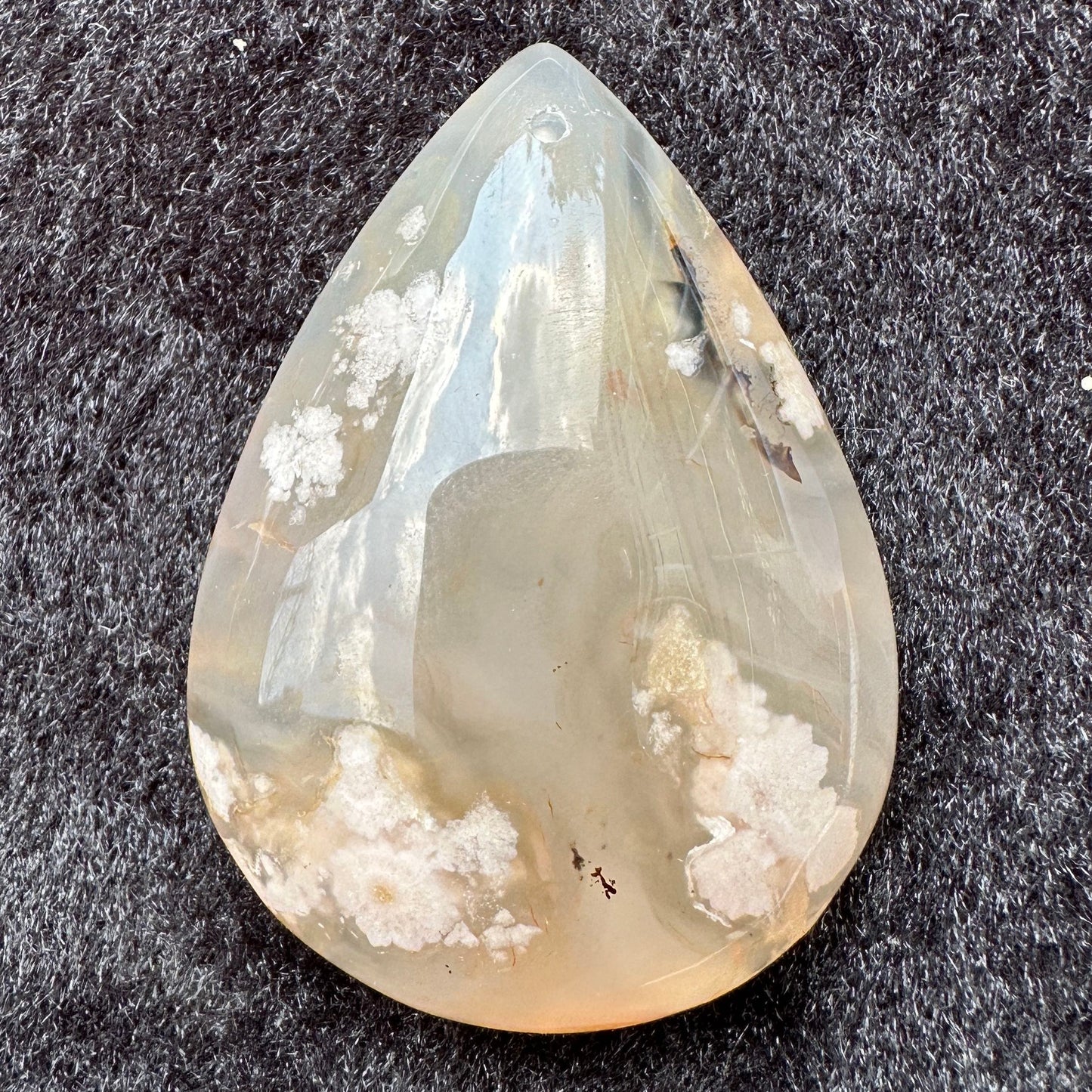 Natural Flower Agate Tear Drop Pendant - Drilled, No Thread; Sakura Agate Teardrop for Jewelry Making, Unique Fashion Accessory