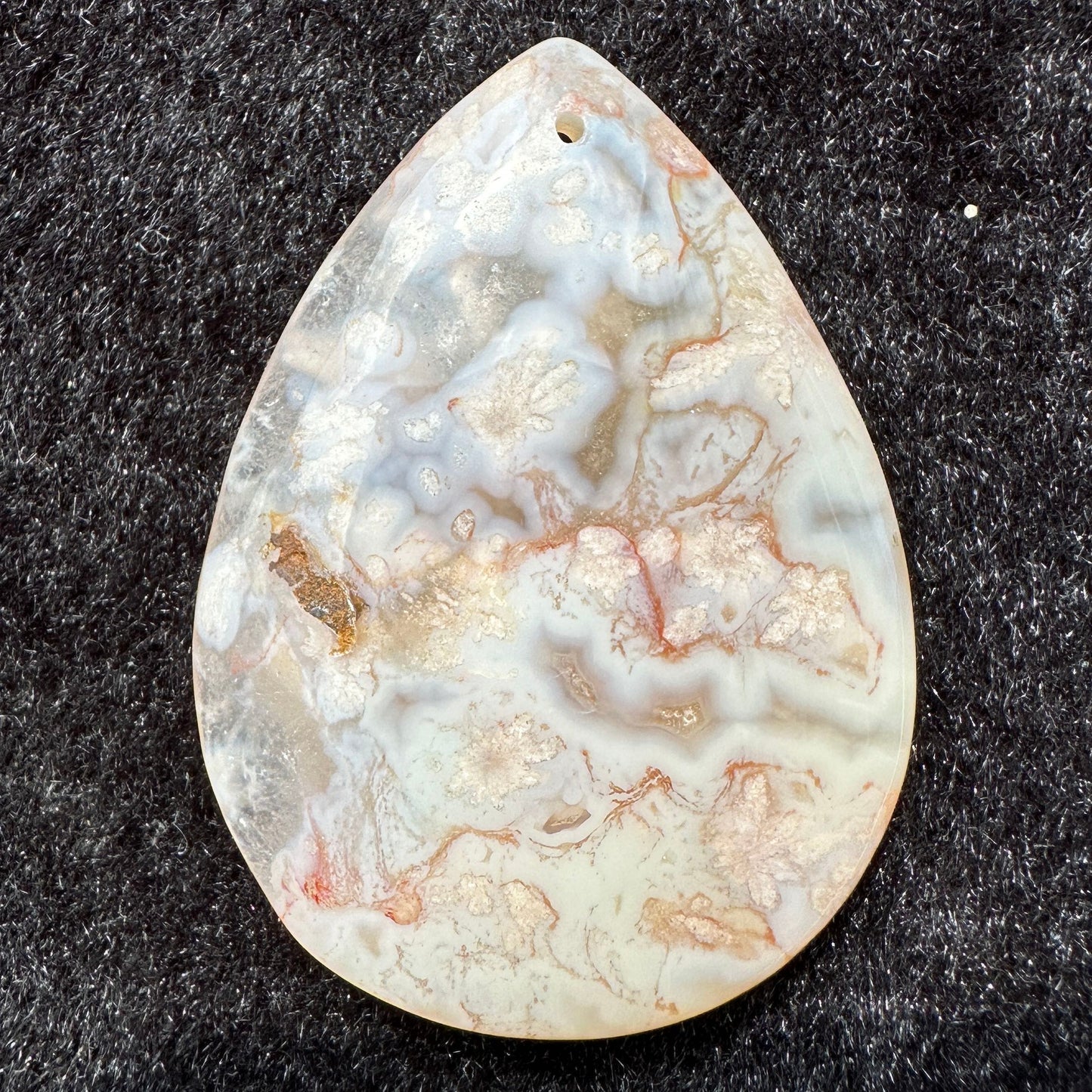 Natural Flower Agate Tear Drop Pendant - Drilled, No Thread; Sakura Agate Teardrop for Jewelry Making, Unique Fashion Accessory