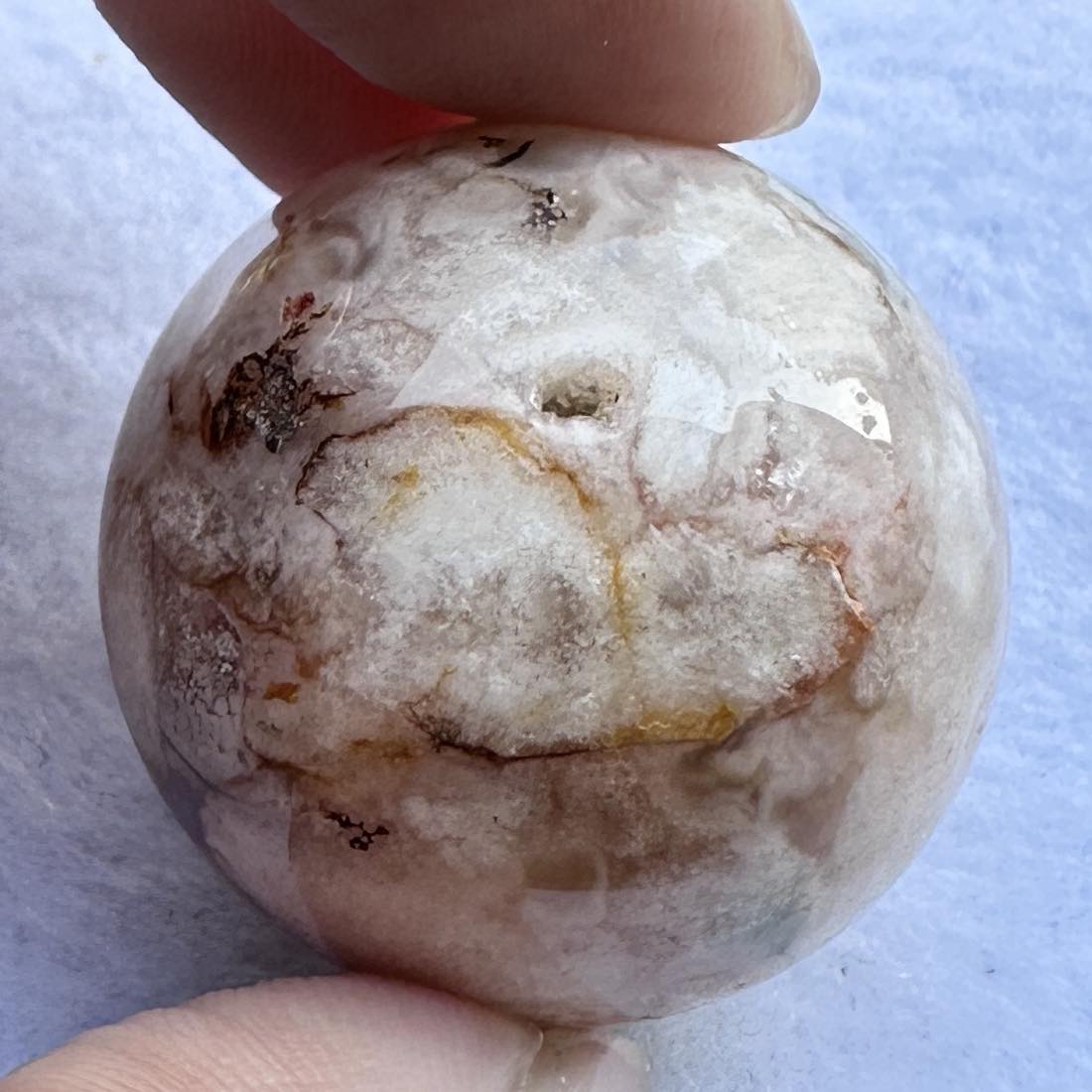 Nature Sakura Flower Agate Mini Sphere, 2.5cm-3cm/0.98in-1.18in; Cherry Blossom Agate Ball,Flower Agate Sphere, Crystal Sphere