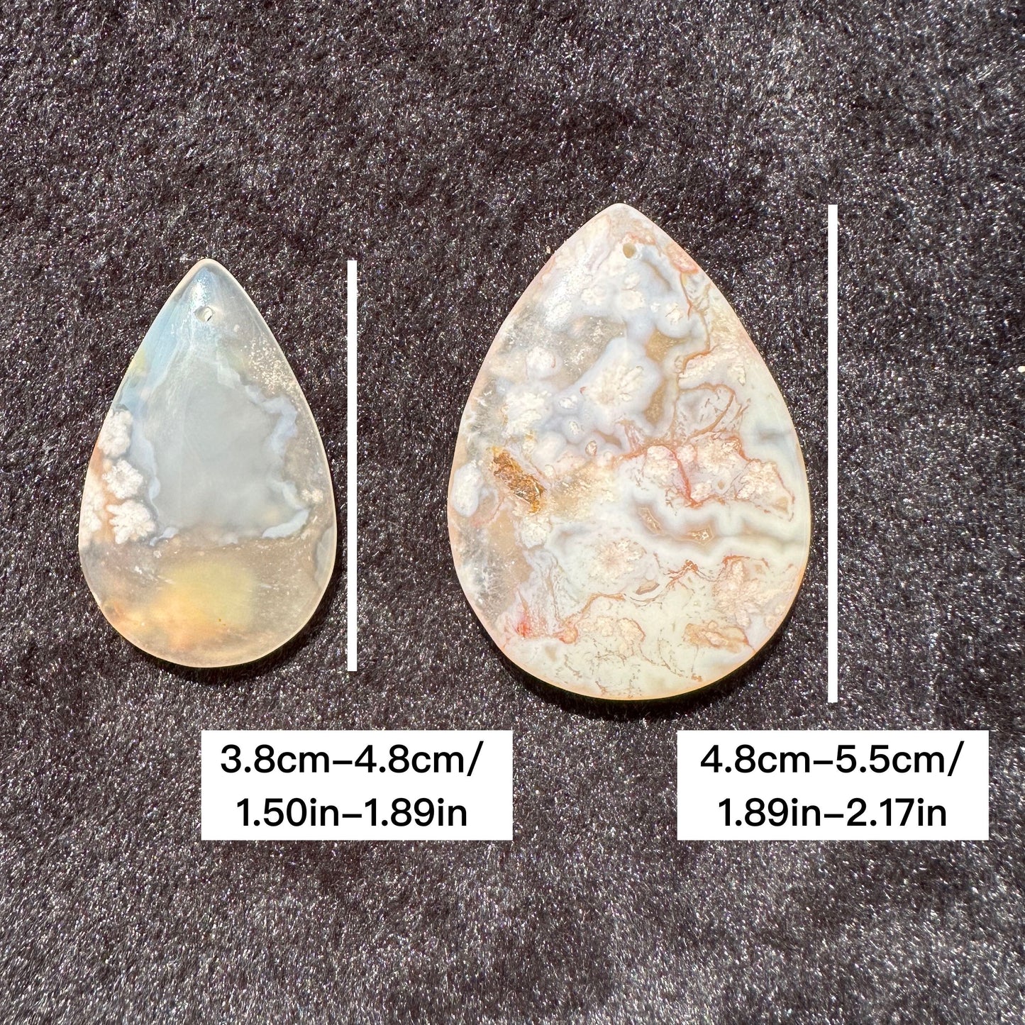 Natural Flower Agate Tear Drop Pendant - Drilled, No Thread; Sakura Agate Teardrop for Jewelry Making, Unique Fashion Accessory