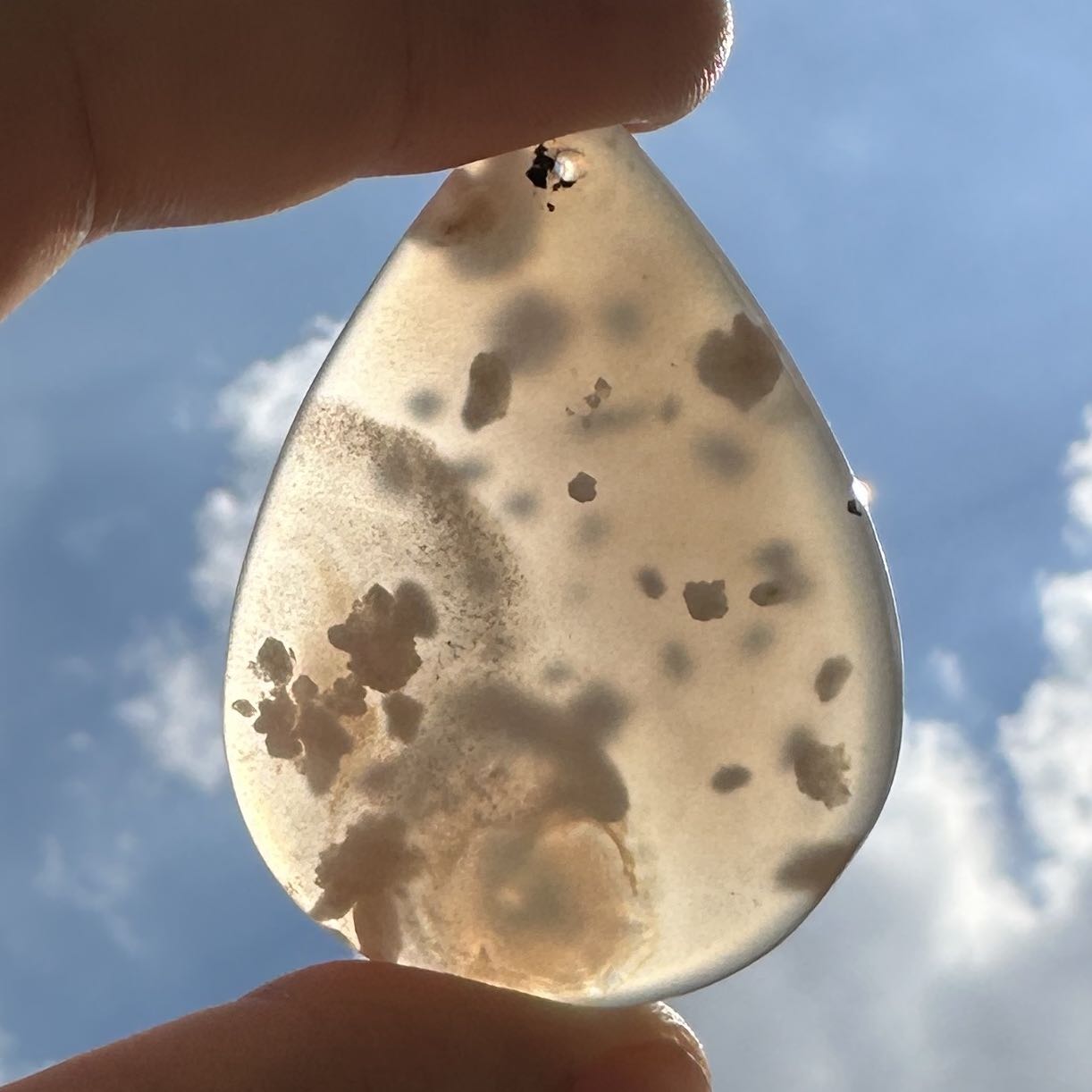 Natural Flower Agate Tear Drop Pendant - Drilled, No Thread; Sakura Agate Teardrop for Jewelry Making, Unique Fashion Accessory