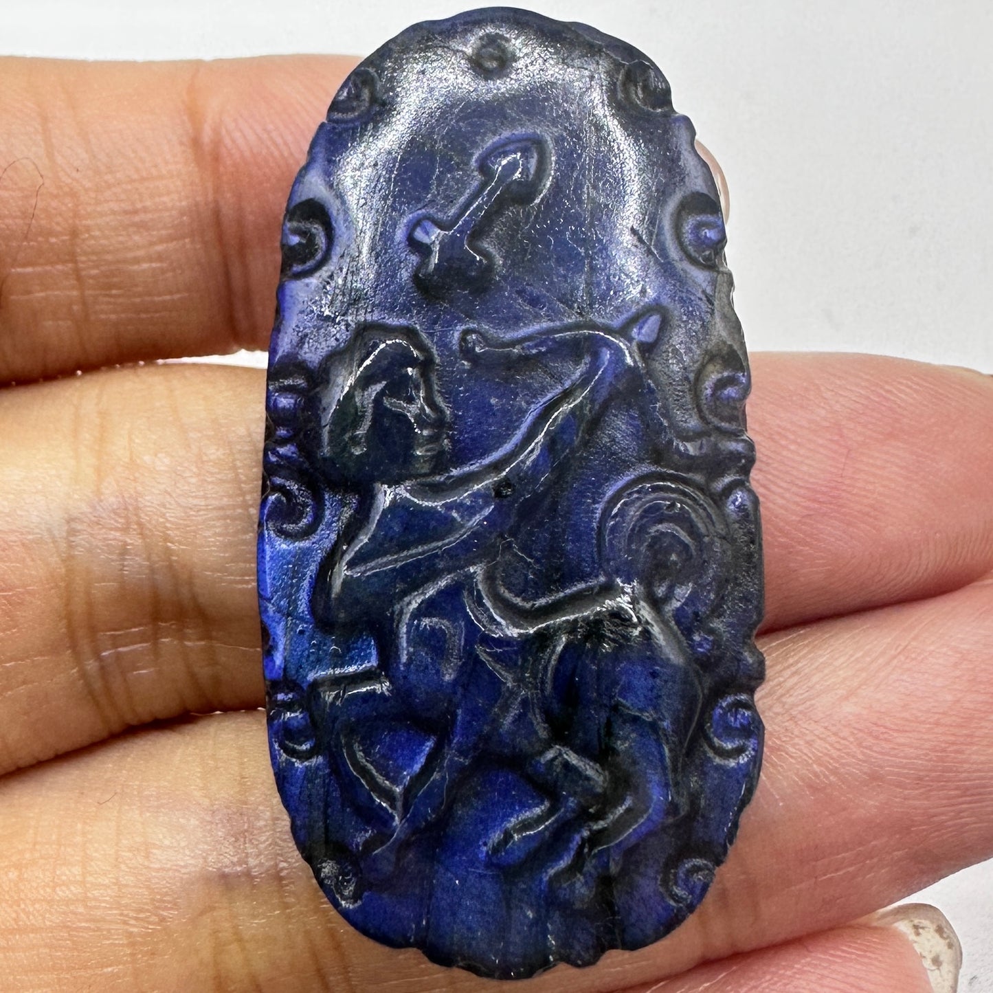 Zodiac Labradorite Plate, Antique-Style Zodiac Carving with Labradorescence. Zodiac Gemstone Plate, Natural Labradorite Sculpture