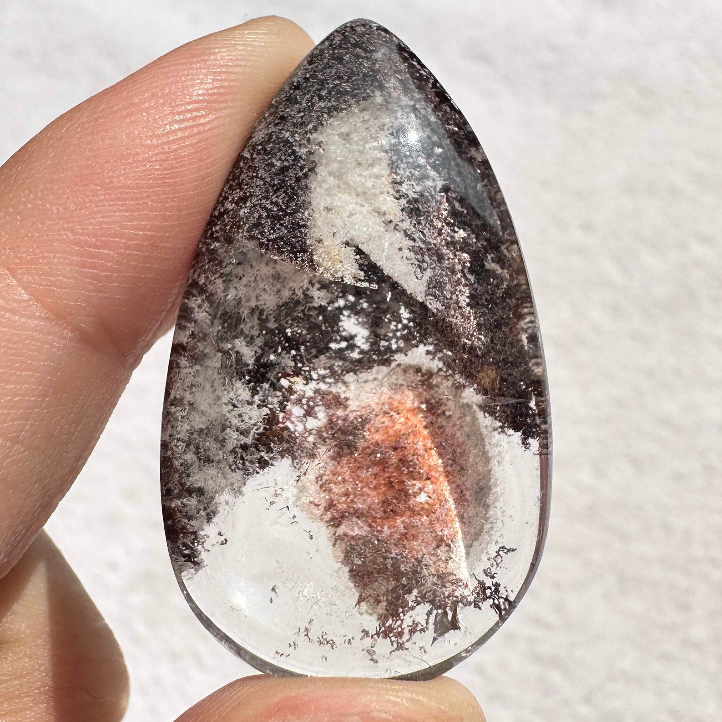 Natural Phantom Quartz Tear Drop Pendant without Hole, Quality Phantom Crystal Pendant including 4 seasons & thousand layers, Polished Garden Quartz