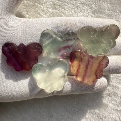 Natural Candy Fluorite Butterfly - Hand-Crafted Gemstone Figurine; Simple but Beautiful Fluorite Butterfly Carving