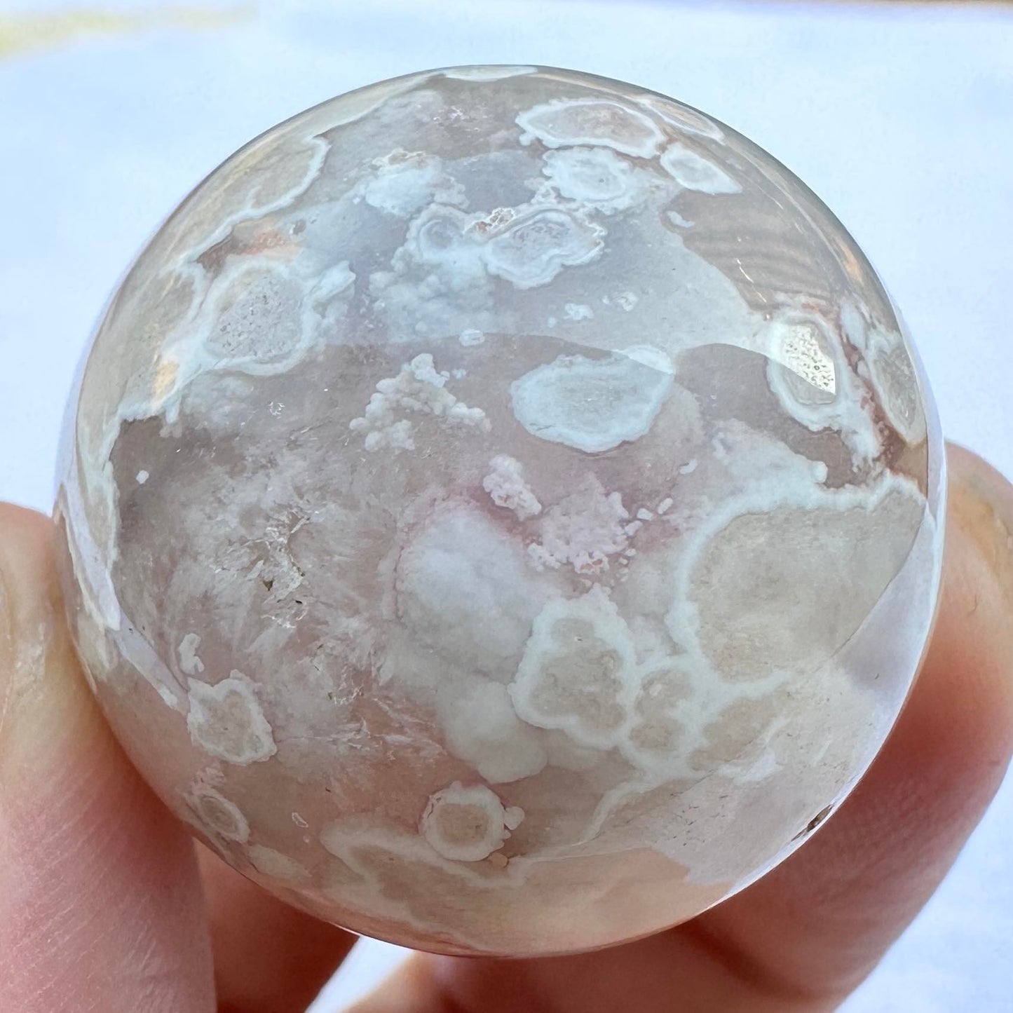 Nature Sakura Flower Agate Mini Sphere, 2.5cm-3cm/0.98in-1.18in; Cherry Blossom Agate Ball,Flower Agate Sphere, Crystal Sphere