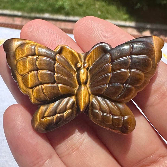 High-quality Tiger's Eye Butterfly Carving, Natural Tiger Eye Animal Carvings, Butterfly Sculpture