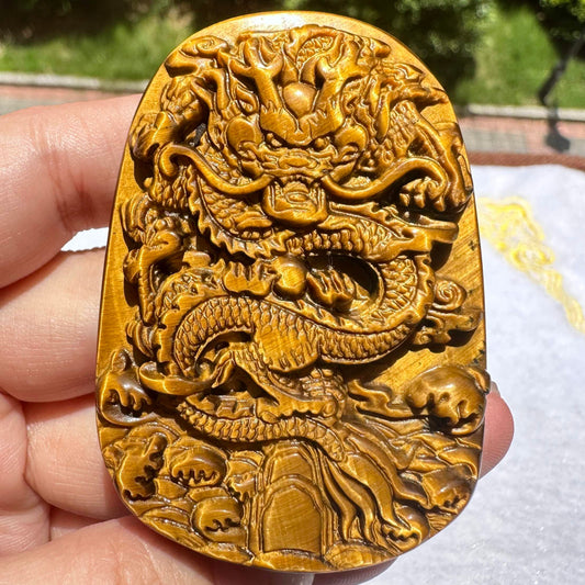 High-quality Tiger's Eye Dragon Carving, 2 Styles Natural Tiger Eye Carving, Dragon Sculpture