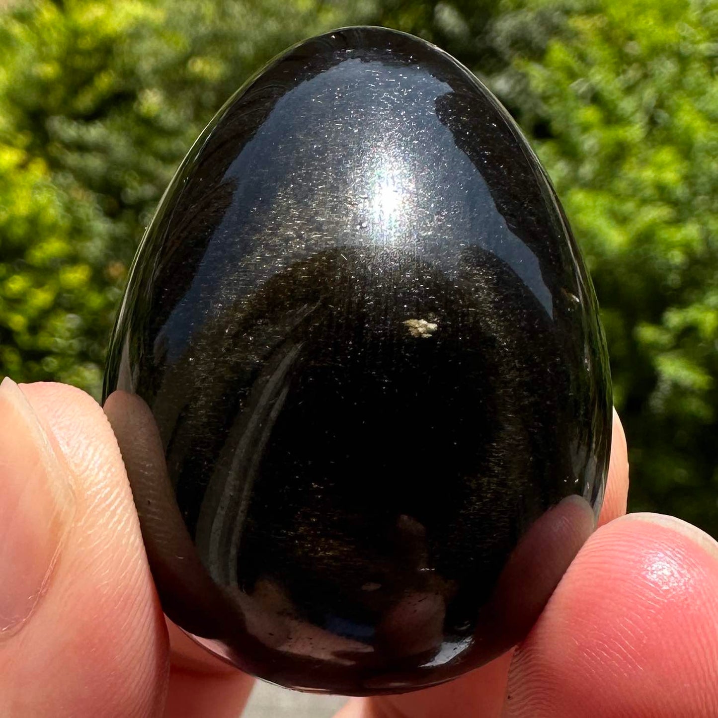 Natural Shimmering Golden Obsidian Egg With Different Sizes, Egg Shaped Obsidian Ornament