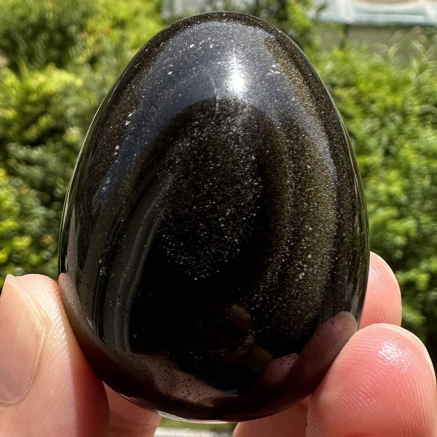 Natural Shimmering Golden Obsidian Egg With Different Sizes, Egg Shaped Obsidian Ornament