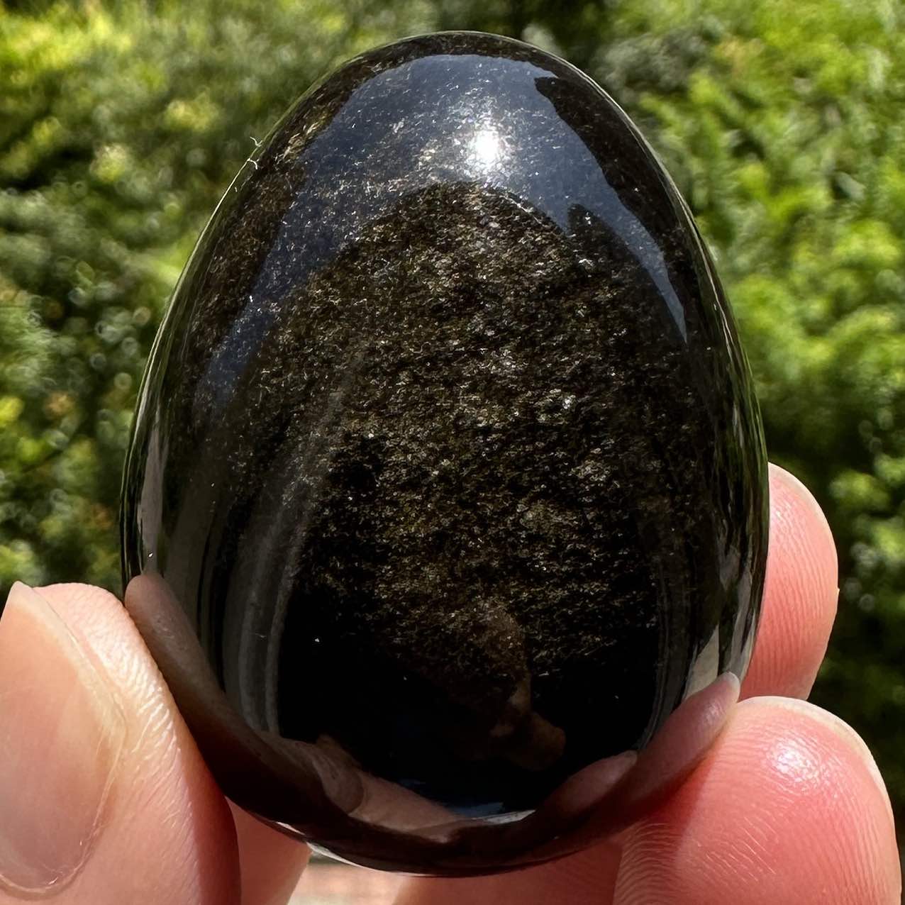 Natural Shimmering Golden Obsidian Egg With Different Sizes, Egg Shaped Obsidian Ornament