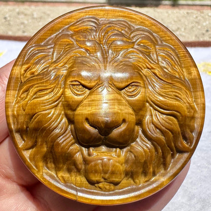 High-quality Tiger's Eye Lion Carving, 2 Styles Natural Tiger Eye Animal Carvings, Lion Sculpture