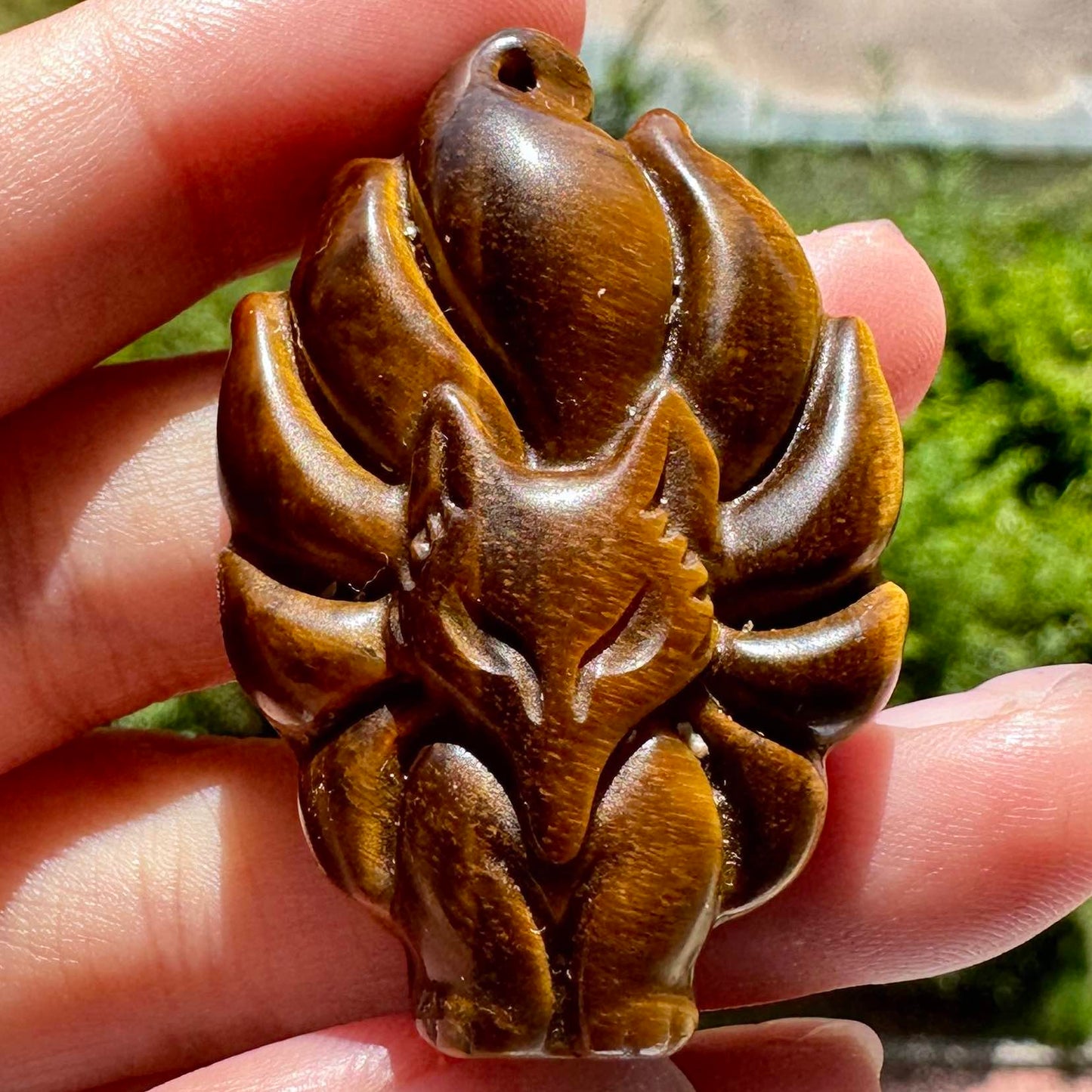 High-quality Tiger's Eye Nine-tailed Fox Carving, Natural Tiger Eye Carvings, Kitsune Carving, Little Nine-tailed Fox Sculpture