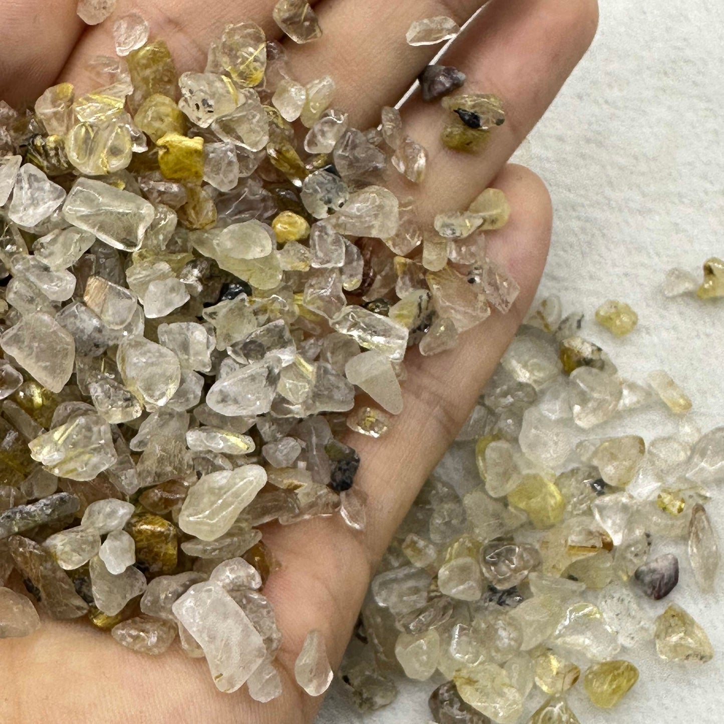 Natural Rutile Quartz Chips, Gemstone chips