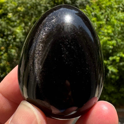 Natural Shimmering Silver Obsidian Egg With Different Sizes, Egg Shaped Obsidian Ornament