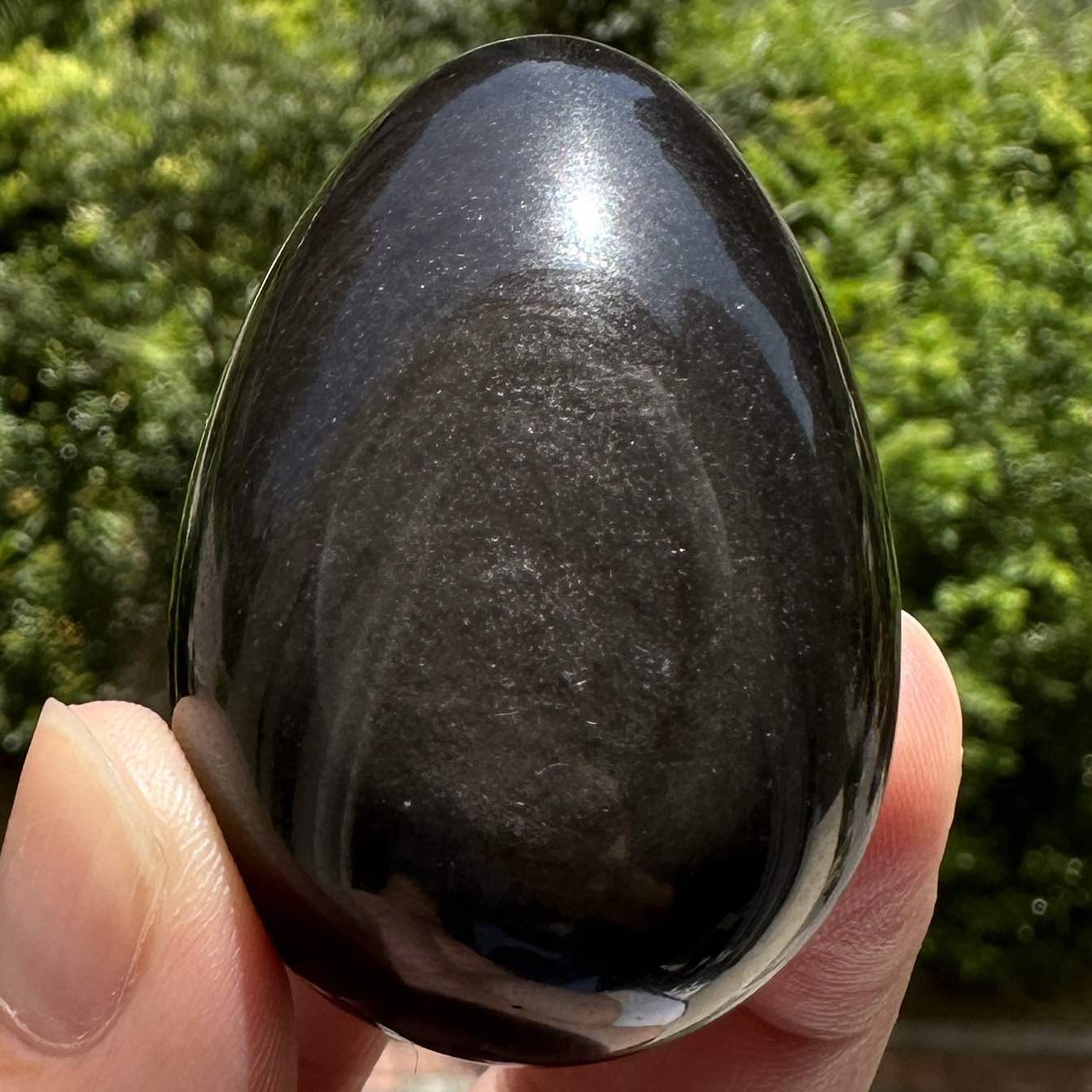 Natural Shimmering Silver Obsidian Egg With Different Sizes, Egg Shaped Obsidian Ornament