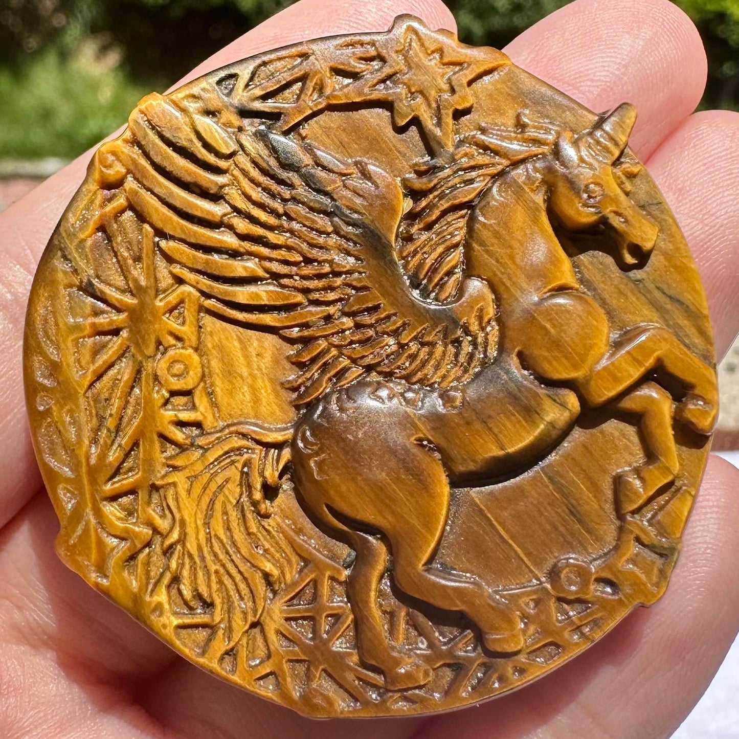 High-quality Tiger's Eye Unicorn Carving, Natural Tiger Eye Carvings, Unicorn Sculpture