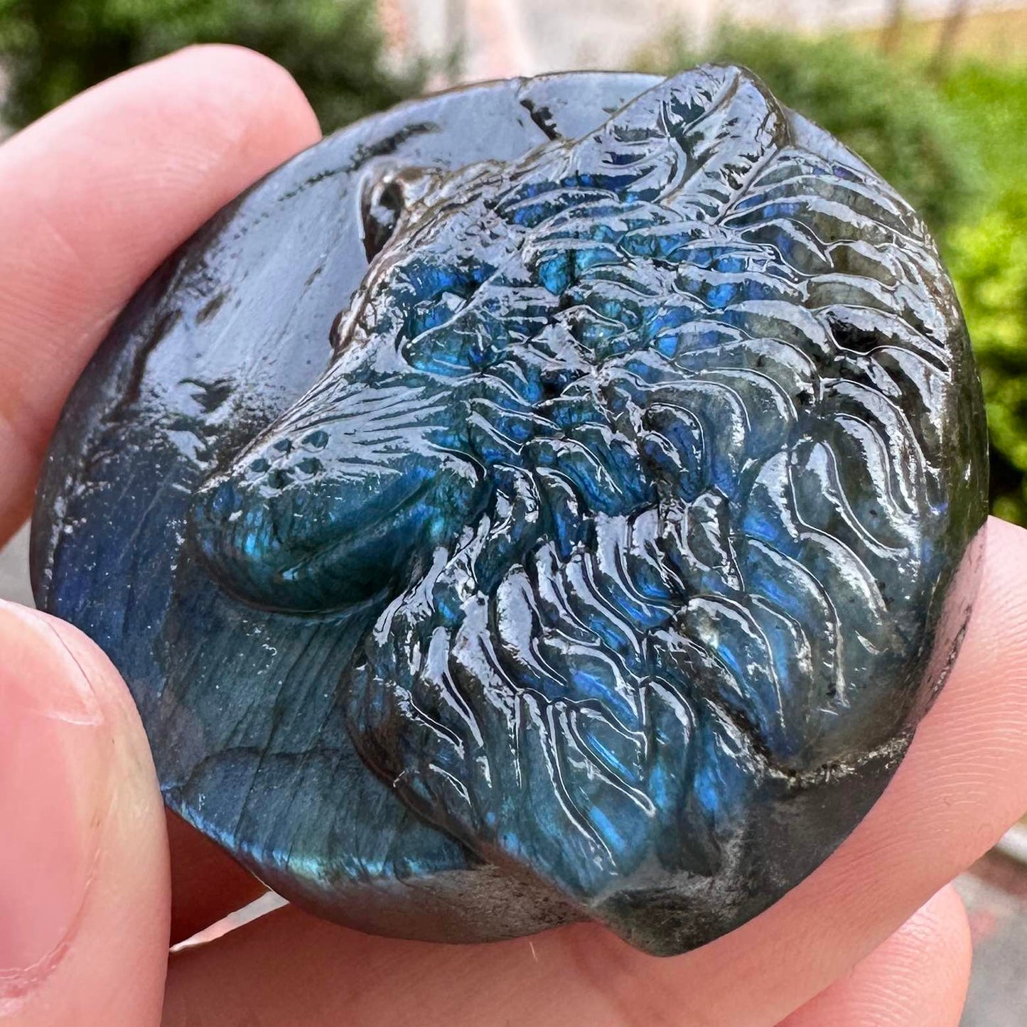 Natural Labradorite Wolf Carvings with Glow, 2 Styles Labradorite Animal Sculptures, Wolf Sculptures