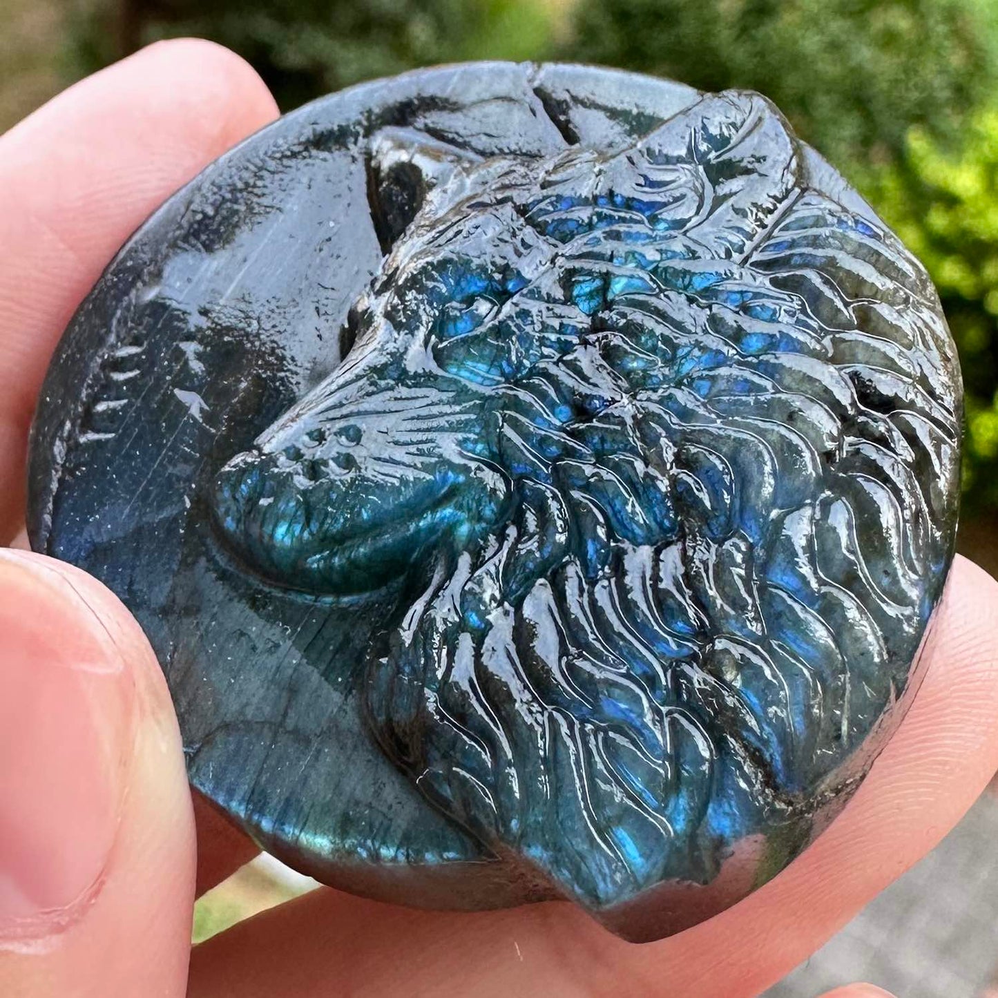 Natural Labradorite Wolf Carvings with Glow, 2 Styles Labradorite Animal Sculptures, Wolf Sculptures