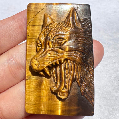 High-quality Tiger's Eye Wolf Carving, 2 Styles Natural Tiger Eye Animal Carvings, Wolf Sculpture