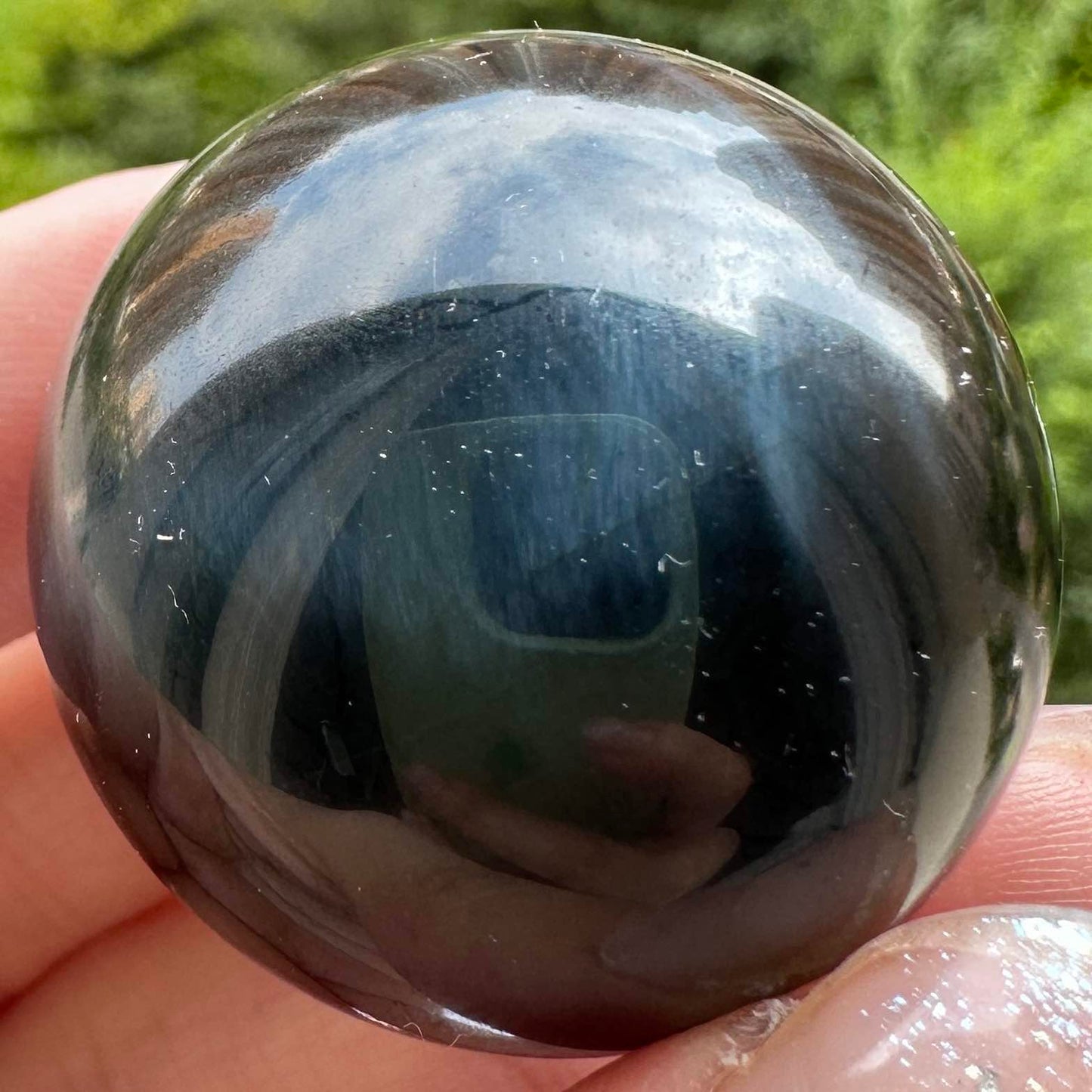 Natural Blue Tiger Eye Crystal Ball, 2.7-3.3cm/1.06-1.3in Hawk's Eye Mini Sphere, Falcon's Eye Orb