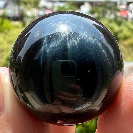 Natural Blue Tiger Eye Crystal Ball, 2.7-3.3cm/1.06-1.3in Hawk's Eye Mini Sphere, Falcon's Eye Orb