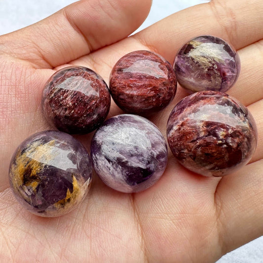 Natural Purple Garden Quartz Crystal Ball, Rare Amethyst Garden Quartz Mini Sphere, Lavender Garden Quartz