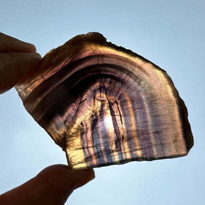 Natural Colorful Fluorite Slice, Polished Rainbow Fluorite Specimen