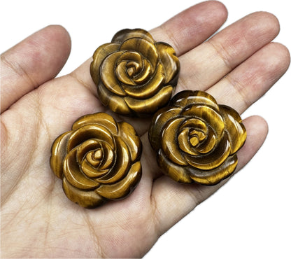 High-quality Tiger's Eye Rose Carving, Natural Tiger Eye Flower Carvings, Rose Sculpture