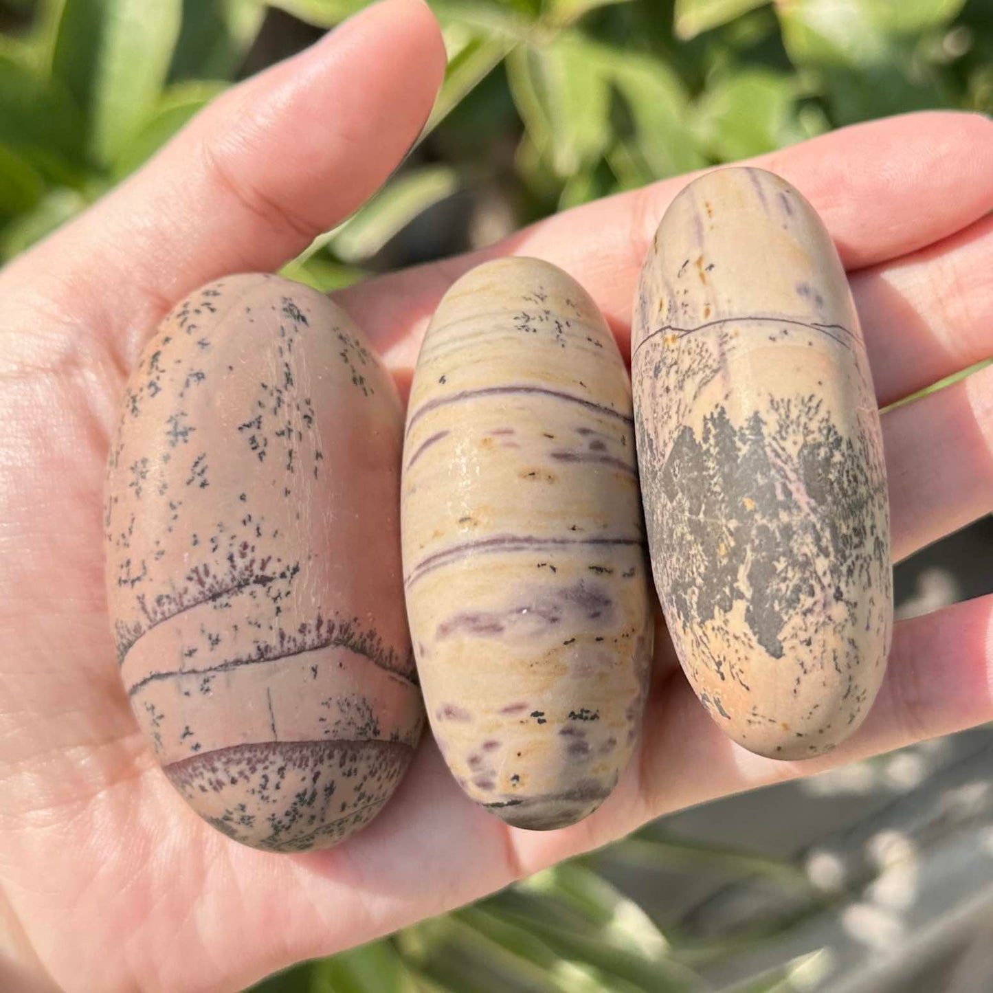 Natural Grass Flower Stone Palm Stone with Artistic Patterns, 5.8-6.2cm/2.28-2.44in Guohua Stone, Natural Handheld Worry Stone & Palm Relaxer