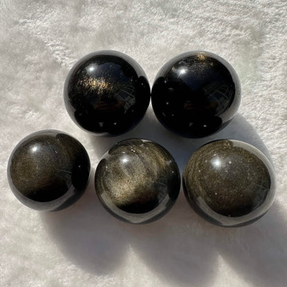 Need Set - Natural Golden Obsidian Sphere, Shimmering Gold Obsidian Gemstone Sphere