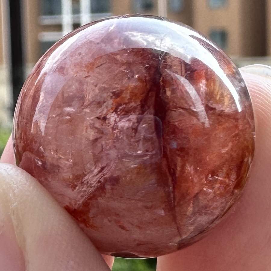 Nature Vibrant Fire Quartz Balls, Flame Quartz Mini Sphere, Hematoid Quartz Crystal Ball, Red Phantom Quartz Orb