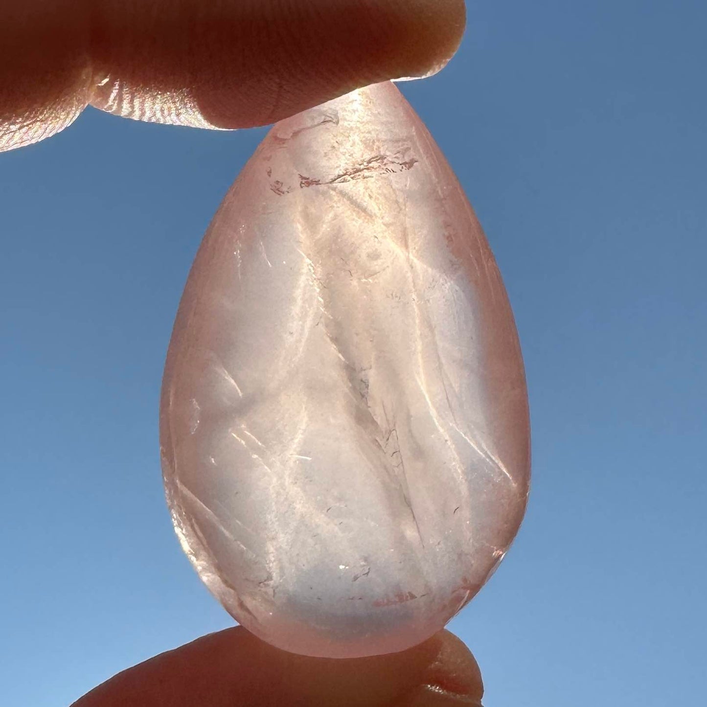 Natural Rose Quartz Teardrop Pendant Without Hole, Polished Crystal Droplet, Gemstone Tear-Shaped Charm