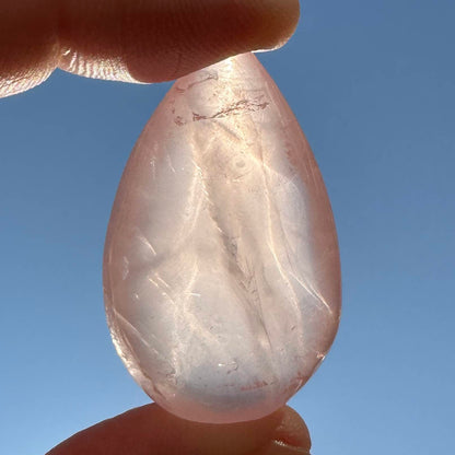 Natural Rose Quartz Teardrop Pendant Without Hole, Polished Crystal Droplet, Gemstone Tear-Shaped Charm