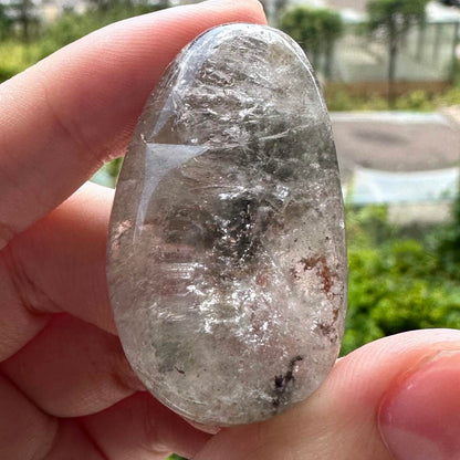 Nature Phantom Quartz Tumble Stones; Garden Quartz Gemstone Nuggets, Semi-Polished Ghost Quartz