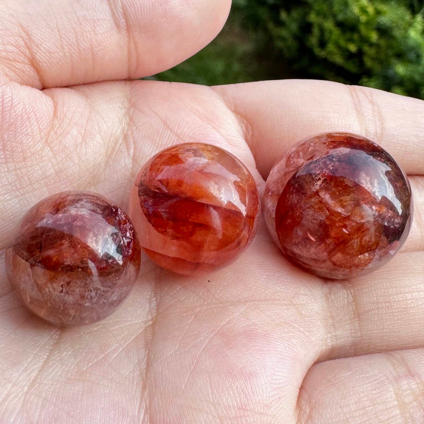 Nature Vibrant Fire Quartz Balls, Flame Quartz Mini Sphere, Hematoid Quartz Crystal Ball, Red Phantom Quartz Orb