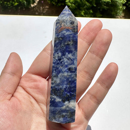 Natural Hexagonal Column Sodalite Point, 8-10cm/3.15-3.94in Blue Sodalite Tower, Sodalite Healing Point