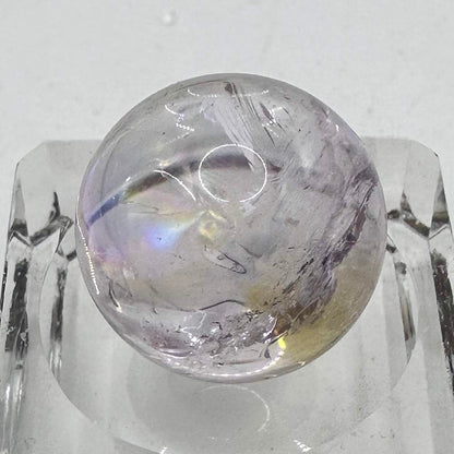 Rare Find Natural Ametrine Rainbow Quartz Ball with Subtle Color, Super Clear Cracked Quartz Orb with Rainbow Effects, Ametrine Crystal Ball