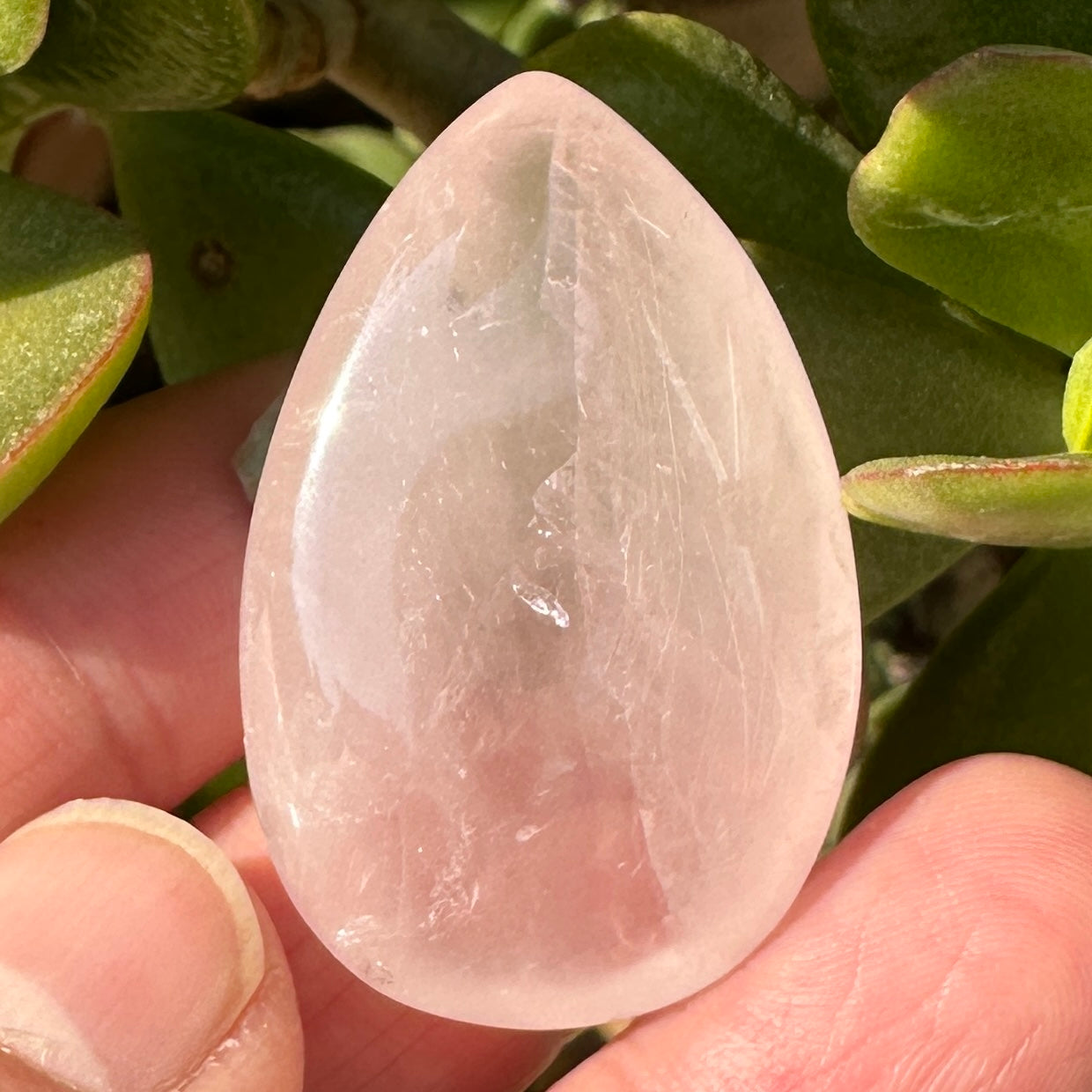 Natural Rose Quartz Teardrop Pendant Without Hole, Polished Crystal Droplet, Gemstone Tear-Shaped Charm