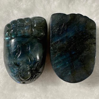 Natural Labradorite Carvings - Cute Spider On Bare Foot, Labradorite Sculptures, Cute Crystal Carving