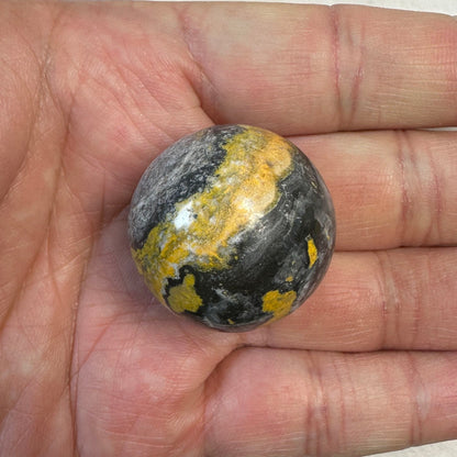 Natural Bumble Bee Jasper Pocket Sphere, Bumble Bee Jasper Mini Globe