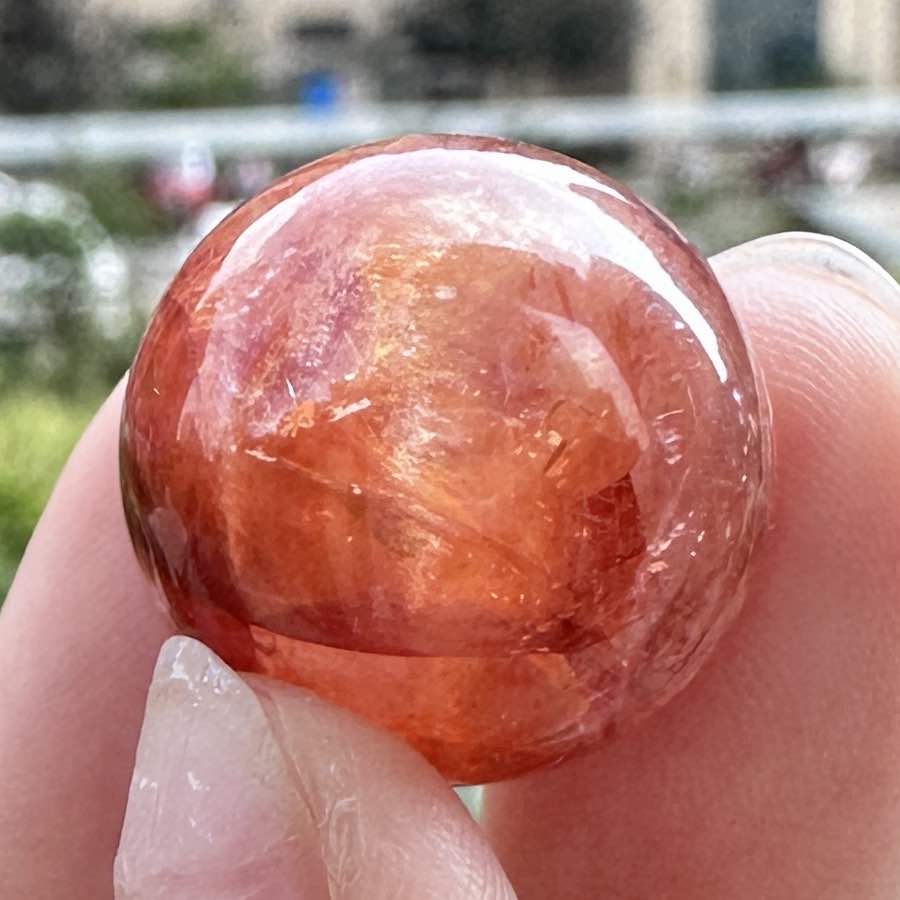 Nature Vibrant Fire Quartz Balls, Flame Quartz Mini Sphere, Hematoid Quartz Crystal Ball, Red Phantom Quartz Orb