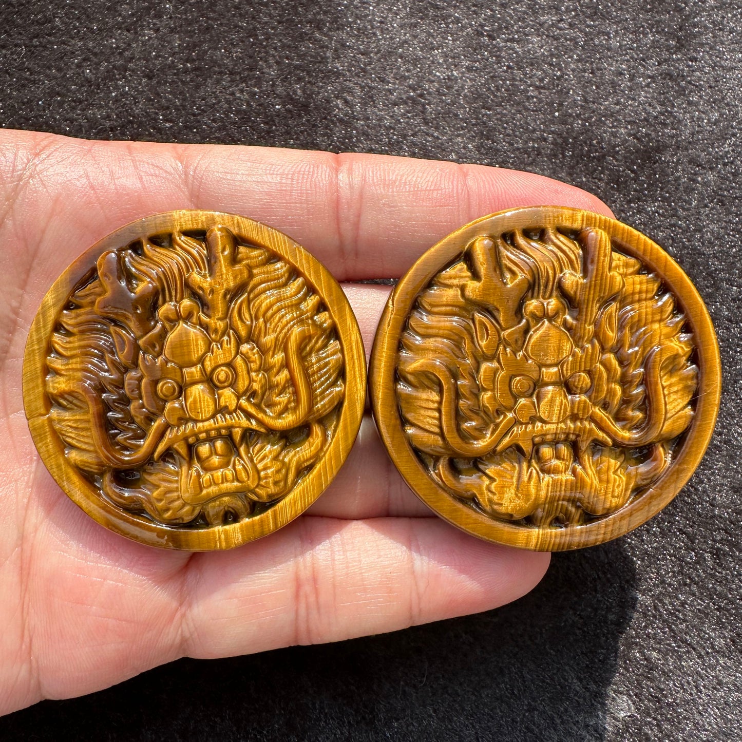 High-quality Tiger's Eye Dragon Carving, 2 Styles Natural Tiger Eye Carving, Dragon Sculpture