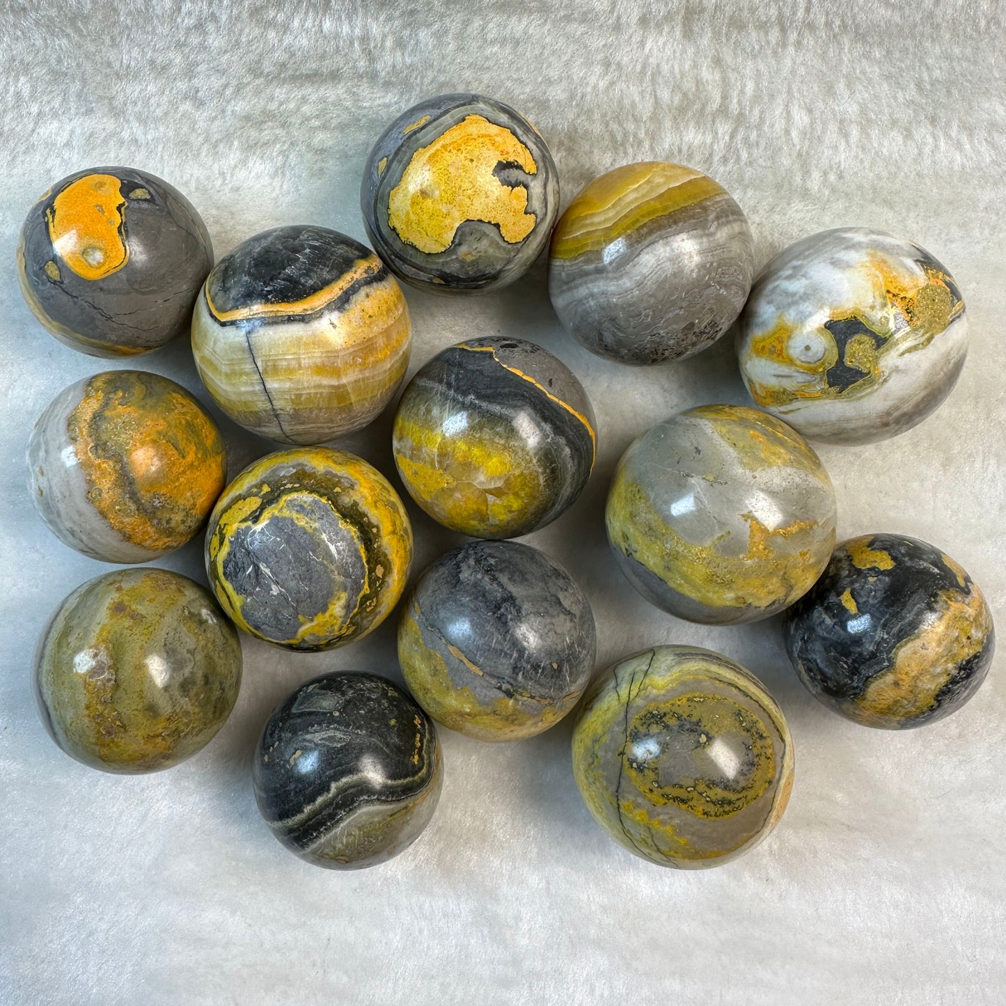 Natural Bumble Bee Jasper Pocket Sphere, Bumble Bee Jasper Mini Globe