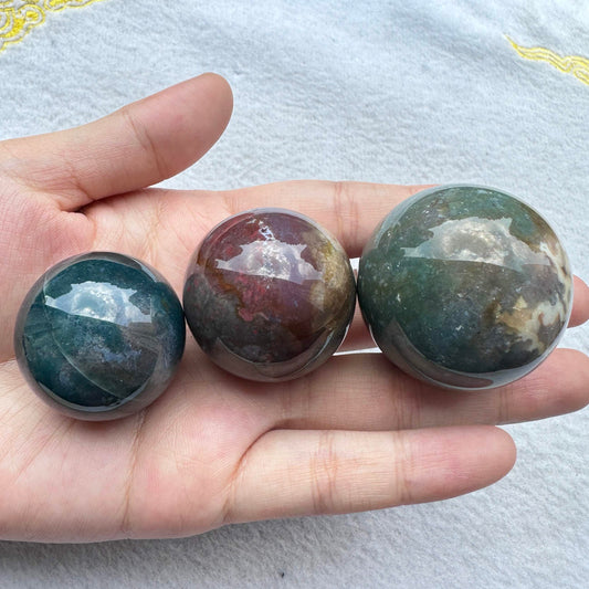 Natural Ocean Jasper Mini Sphere, Sea Jasper Orb, Jasper Pocket Sphere