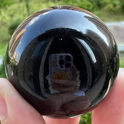 Black Obsidian Mini Sphere, 3.7-4.2cm/1.46in-1.65in Obsidian Ball, Crystal Sphere