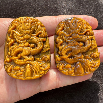 High-quality Tiger's Eye Dragon Carving, 2 Styles Natural Tiger Eye Carving, Dragon Sculpture