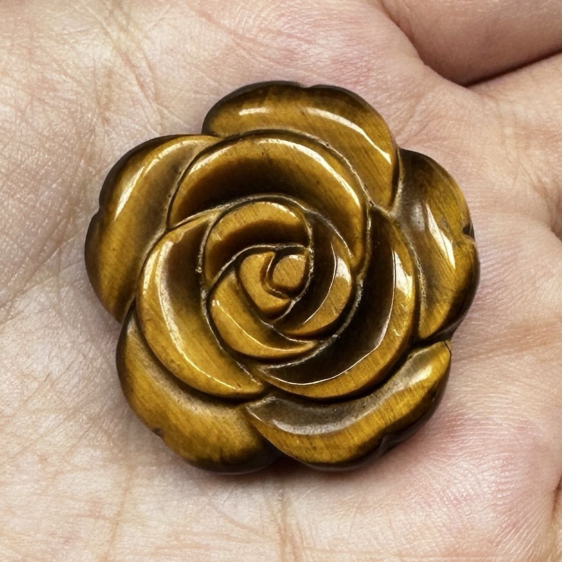 High-quality Tiger's Eye Rose Carving, Natural Tiger Eye Flower Carvings, Rose Sculpture